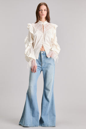 JEANS AZULES PREMIUM CON ACAMPANADA EXTREMA